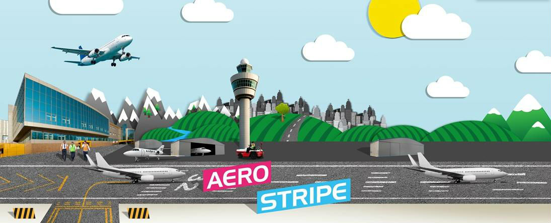 cartoon airport with planes landing